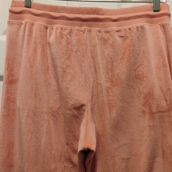 Michael Kors Vevet Velour Track Pants Pale Pink Peach Stretchy Joggers Size L - Picture 6 of 8